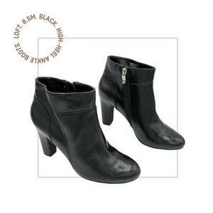 Loft. Black High-Heel Booties. Faux Leather. 8.5M.